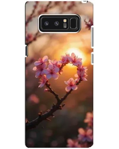 Чехол для Samsung Galaxy Note 8 (N950) с картинкой «Розовый цвет сердце на фоне заката»
