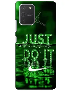 Чехол для Samsung Galaxy S10 Lite с картинкой «Зеленый неоновый Nike»
