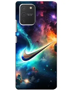 Чехол для Samsung Galaxy S10 Lite с картинкой «Космический Nike Swoosh»