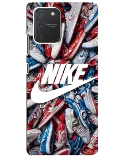 Чехол для Samsung Galaxy S10 Lite с картинкой «Коллаж кроссовок Найк»