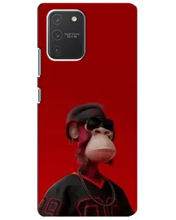 Чехол для Samsung Galaxy S10 Lite с картинкой «Bored Ape в красном» Чехол для Samsung Galaxy S10 Lite с картинкой «Bored Ape в красном»