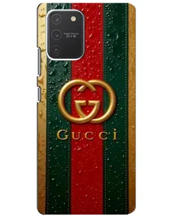 Чехол для Samsung Galaxy S10 Lite с картинкой «Gucci — фирменная полоса и золото» Чехол для Samsung Galaxy S10 Lite с картинкой «Gucci — фирменная полоса и золото»