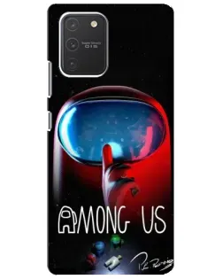 Чехол для Samsung Galaxy S10 Lite с картинкой «Красный импостер — макро»