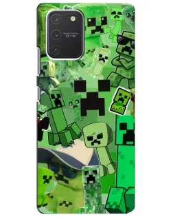 Чехол для Samsung Galaxy S10 Lite с картинкой «Криперы Minecraft»