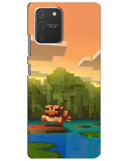 Чехол для Samsung Galaxy S10 Lite с картинкой «Майнкрафт закат солнца»