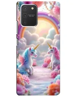 Чехол для Samsung Galaxy S10 Lite с картинкой «Радуга и единороги»