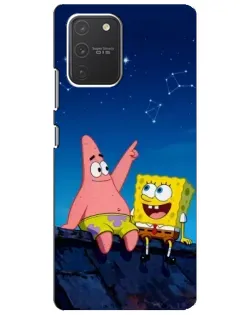 Чехол для Samsung Galaxy S10 Lite с картинкой «Губка Боб и Патрик ночью»