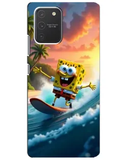 Чехол для Samsung Galaxy S10 Lite с картинкой «Губка Боб серфингист»
