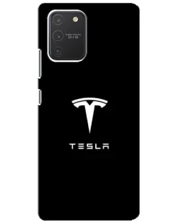 Чехол для Samsung Galaxy S10 Lite с картинкой «Tesla White Logo» Чехол для Samsung Galaxy S10 Lite с картинкой «Tesla White Logo»