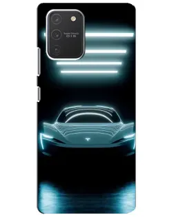 Чехол для Samsung Galaxy S10 Lite с картинкой «Tesla в неоне» Чехол для Samsung Galaxy S10 Lite с картинкой «Tesla в неоне»