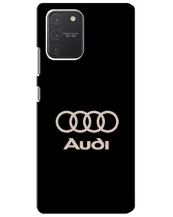 Чехол для Samsung Galaxy S10 Lite с картинкой «Audi — золотой логотип»