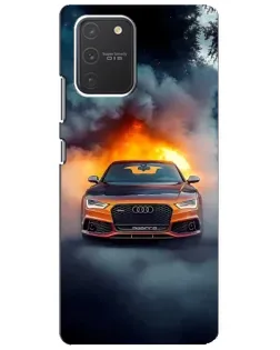 Чехол для Samsung Galaxy S10 Lite с картинкой «Audi в огненном дыму»