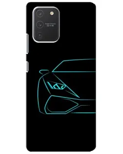 Чехол для Samsung Galaxy S10 Lite с картинкой «Голубой силуэт Lamborghini»
