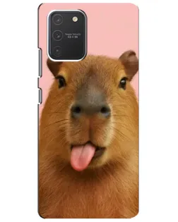 Чехол для Samsung Galaxy S10 Lite с картинкой «Капибара с языком» Чехол для Samsung Galaxy S10 Lite с картинкой «Капибара с языком»
