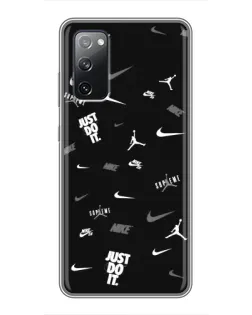 Чехол для Samsung Galaxy S20 FE с картинкой «Nike Black Pattern»
