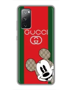 Чехол для Samsung Galaxy S20 FE с картинкой «Gucci — полосы и Микки»