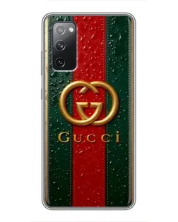 Чехол для Samsung Galaxy S20 FE с картинкой «Gucci — фирменная полоса и золото» Чехол для Samsung Galaxy S20 FE с картинкой «Gucci — фирменная полоса и золото»