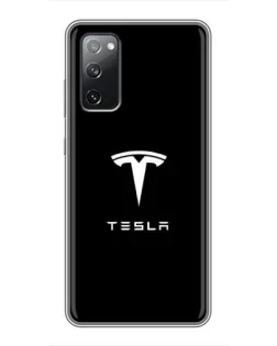 Чехол для Samsung Galaxy S20 FE с картинкой «Tesla White Logo»