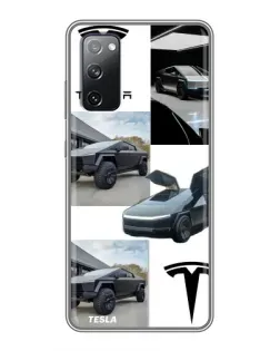Чехол для Samsung Galaxy S20 FE с картинкой «Коллаж Cybertruck Tesla»