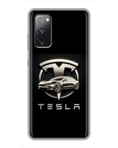 Чехол для Samsung Galaxy S20 FE с картинкой «Tesla — серебристое авто»