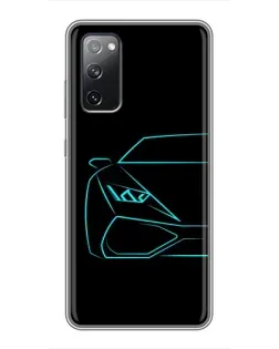Чехол для Samsung Galaxy S20 FE с картинкой «Голубой силуэт Lamborghini»