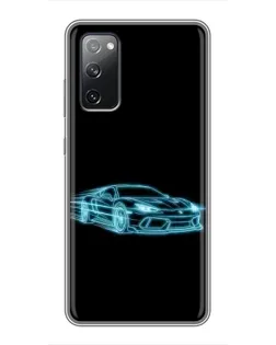 Чехол для Samsung Galaxy S20 FE с картинкой «Неоновый контур Lamborghini»