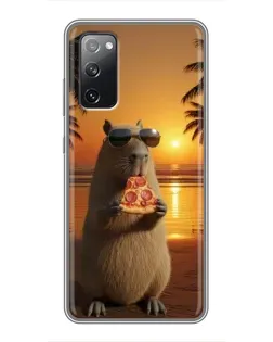 Чехол для Samsung Galaxy S20 FE с картинкой «Капибара с пиццей»