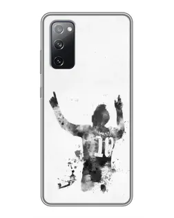 Чехол для Samsung Galaxy S20 FE с картинкой «Черно-белый силуэт Месси»