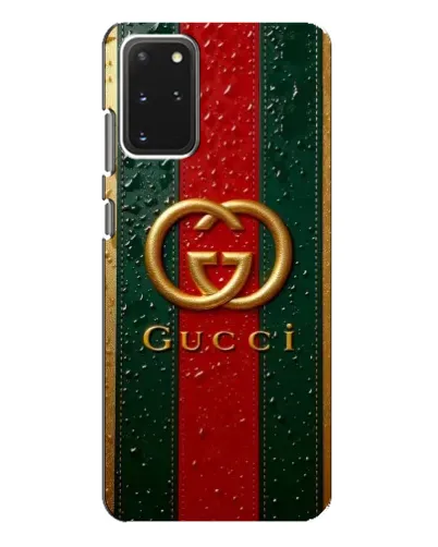Чехол для Samsung Galaxy S20 Plus с картинкой «Gucci — фирменная полоса и золото» Чехол для Samsung Galaxy S20 Plus с картинкой «Gucci — фирменная полоса и золото»