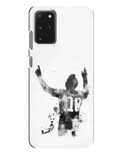 Чехол для Samsung Galaxy S20 Plus с картинкой «Черно-белый силуэт Месси»