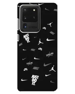 Чехол для Samsung Galaxy S20 Ultra с картинкой «Nike Black Pattern» Чехол для Samsung Galaxy S20 Ultra с картинкой «Nike Black Pattern»