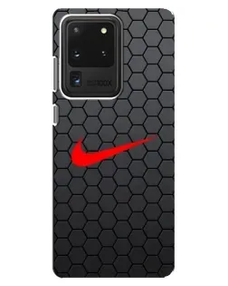 Чехол для Samsung Galaxy S20 Ultra с картинкой «Nike — карбоновая сетка»
