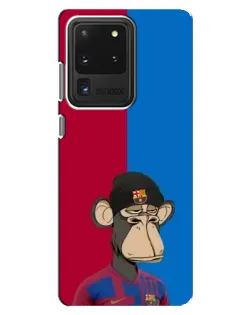 Чехол для Samsung Galaxy S20 Ultra с картинкой «Bored Ape — фанат Барсы»