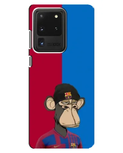 Чехол для Samsung Galaxy S20 Ultra с картинкой «Bored Ape — фанат Барсы»