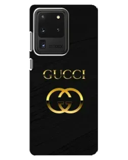 Чехол для Samsung Galaxy S20 Ultra с картинкой «Золотой логотип Gucci»