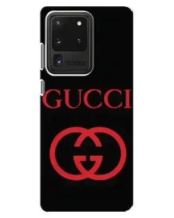 Чехол для Samsung Galaxy S20 Ultra с картинкой «Gucci — красный логотип»