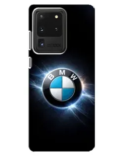 Чехол для Samsung Galaxy S20 Ultra с картинкой «BMW — неоновое сияние»