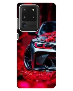 Чехол для Samsung Galaxy S20 Ultra с картинкой «Спортивная BMW и цветы»