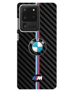 Чехол для Samsung Galaxy S20 Ultra с картинкой «Эмблема BMW и карбон»