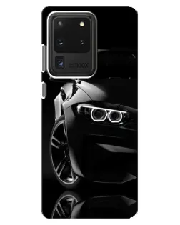 Чехол для Samsung Galaxy S20 Ultra с картинкой «Черная BMW — профиль»