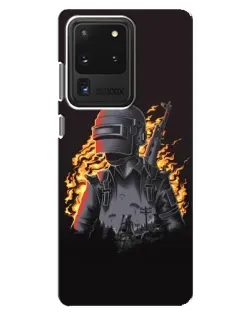Чехол для Samsung Galaxy S20 Ultra с картинкой «PUBG — огненный силуэт»