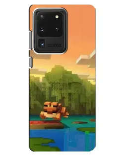 Чехол для Samsung Galaxy S20 Ultra с картинкой «Майнкрафт закат солнца»