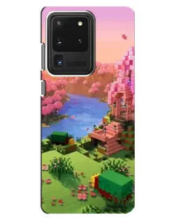 Чехол для Samsung Galaxy S20 Ultra с картинкой «Розовое дерево Minecraft»