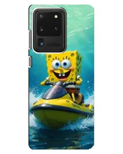 Чехол для Samsung Galaxy S20 Ultra с картинкой «Спанч Боб на гидроцикле»