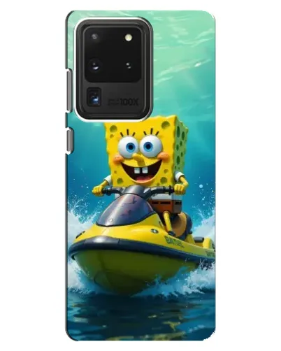 Чехол для Samsung Galaxy S20 Ultra с картинкой «Спанч Боб на гидроцикле»