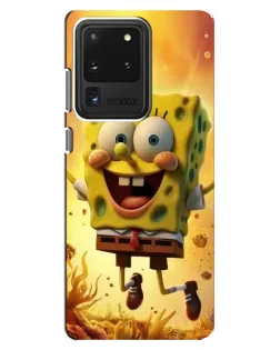 Чехол для Samsung Galaxy S20 Ultra с картинкой «Губка Боб прыгает»