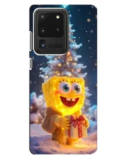 Чехол для Samsung Galaxy S20 Ultra с картинкой «Рождественский Спанч Боб»