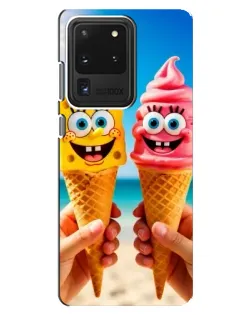 Чехол для Samsung Galaxy S20 Ultra с картинкой «Спанч Боб мороженое»