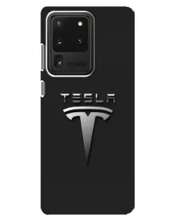 Чохол для Samsung Galaxy S20 Ultra з картинкою «Сталевий логотип Tesla»
