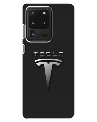 Чохол для Samsung Galaxy S20 Ultra з картинкою «Сталевий логотип Tesla»